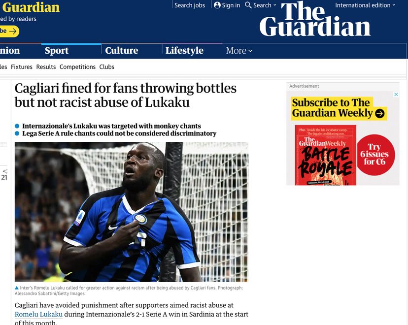 L'articolo del Guardian sulla mancata squalifica al Cagliari